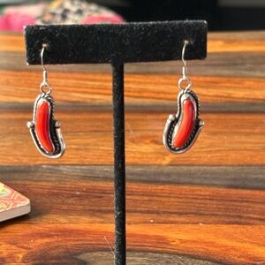 Navajo Coral and Sterling silver earrings